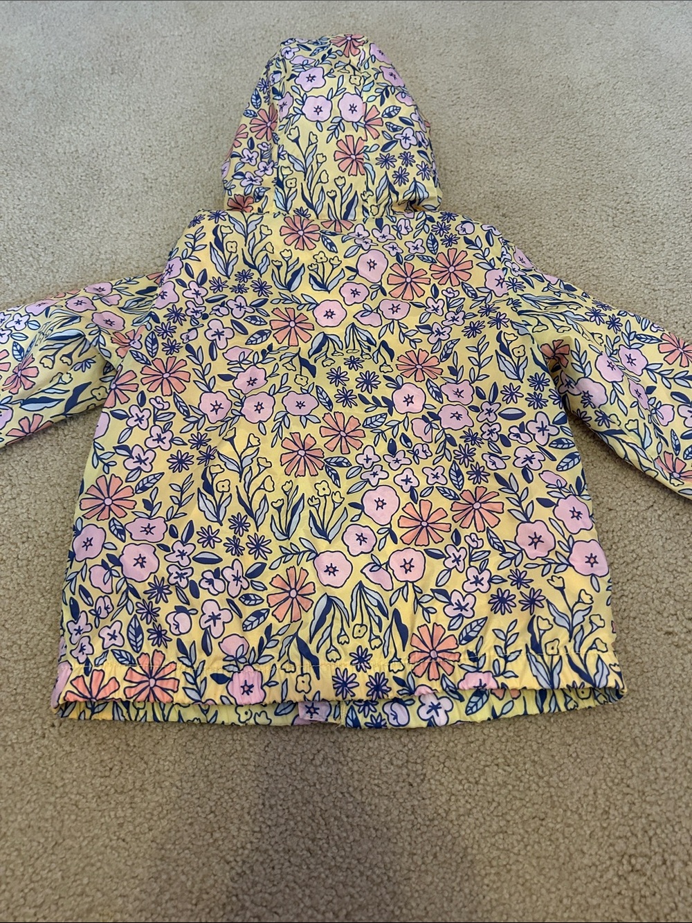Cat & Jack Yellow Floral Hooded Raincoat with Pink Accents - Picture 3 of 4